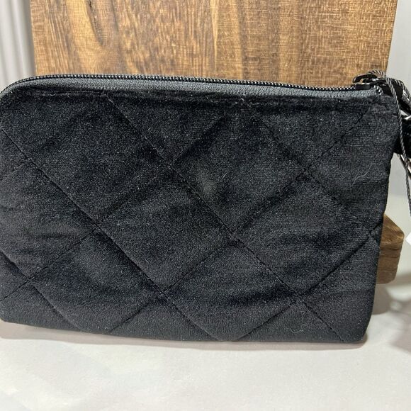 Vera Bradley Black Velvet Winter Ornaments Clip & Zip Mini Pouch Embroidered New - Picture 4 of 8